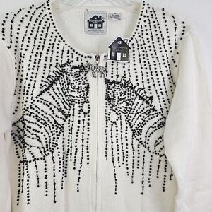 VTG Storybook Knits Sweater NEW Collectible Two's Company Zebra Beaded Sz M